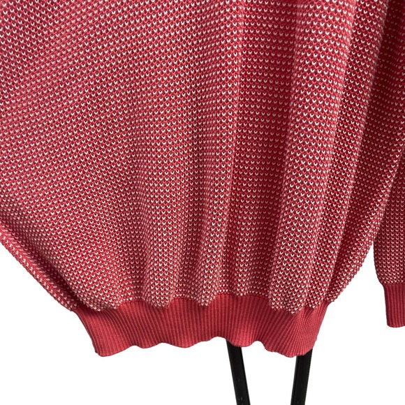 Mens Andean V Neck Sweater Coral White Knit XL - Picture 6 of 12